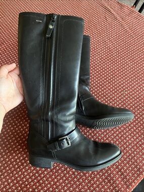 Geox Respira Amphibiox Classic Black Leather Tall Women's Riding Boot